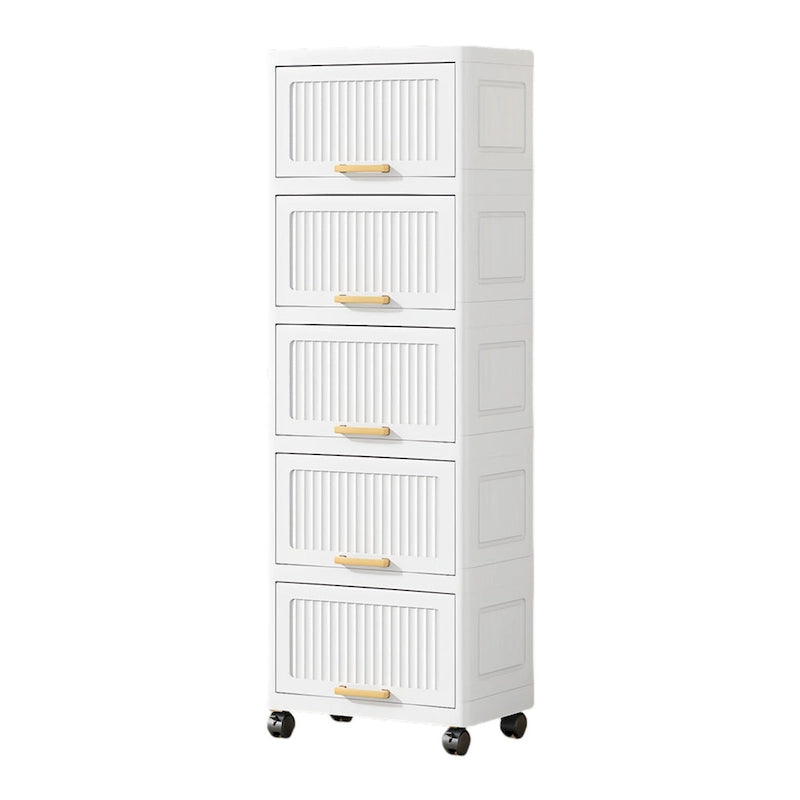 Flip-Lid Storage Box with Wheels - White