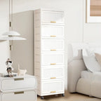 Opbergbox met klep en wieltjes - wit