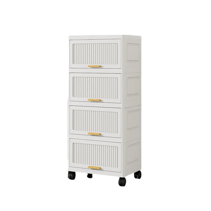 Opbergbox met klep en wieltjes - wit
