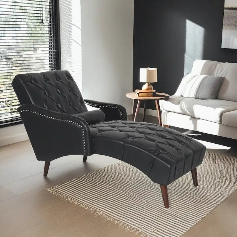 Chaise longue trapuntata in similpelle PU con cuscino