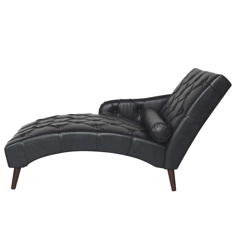 Tufted PU Leather Chaise Lounge with Pillow