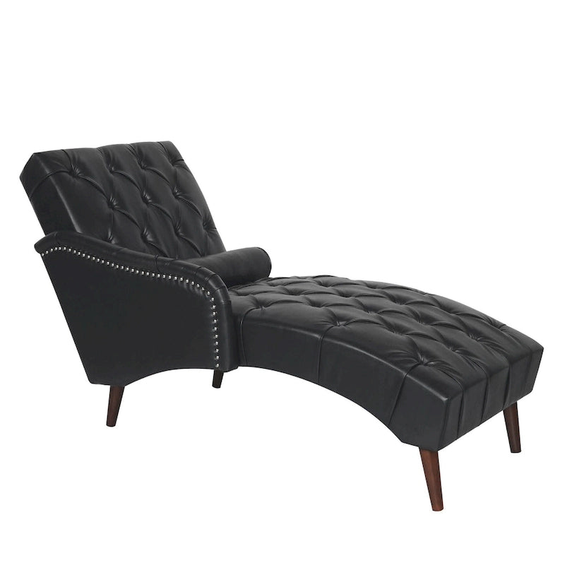Tufted PU Leather Chaise Lounge with Pillow