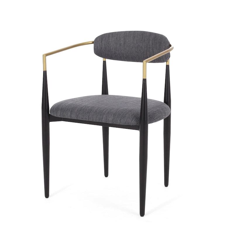 Fabric Upholstered Iron Dining Chairs (Set of 2)