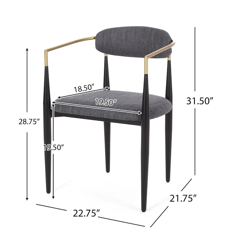 Fabric Upholstered Iron Dining Chairs (Set of 2)
