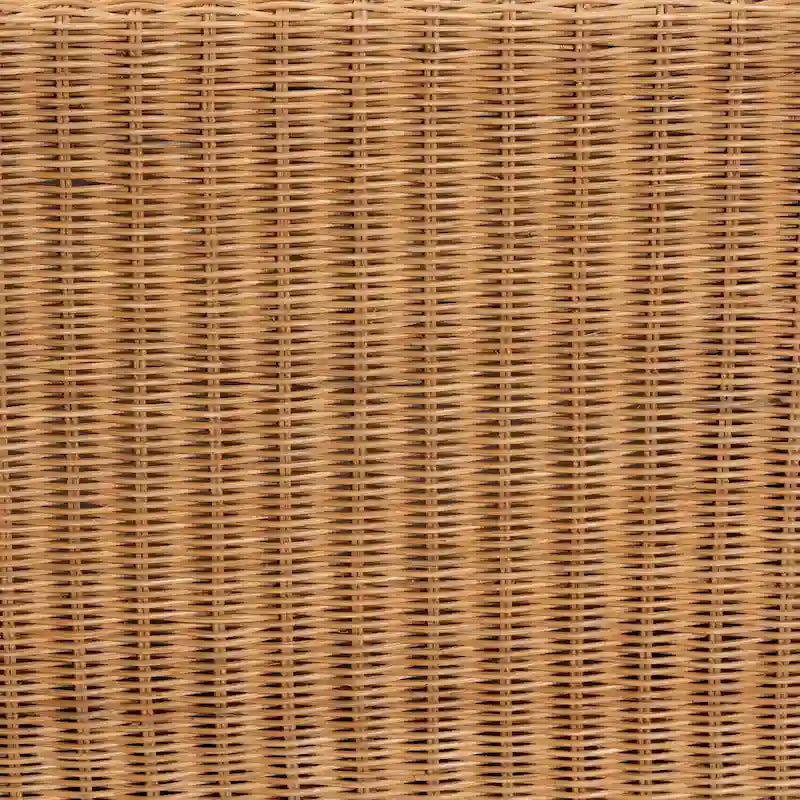 Handwoven Natural Rattan Bench with Scalloped Detailing - Boho Farmhouse Entryway, Bedroom, or Living Room Seating