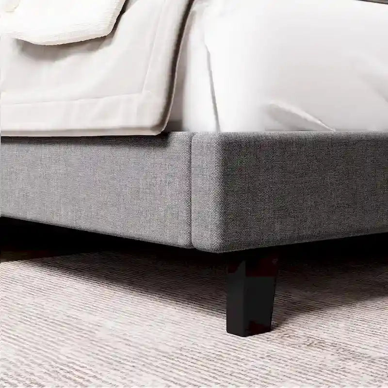 King Size Upholstered Platform Bed Frame with Adjustable Headboard