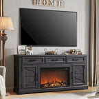 TV-Ständer mit Kamin für Fernseher bis 80 Zoll und Stauraum