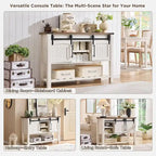 Farmhouse Console Table with Sliding Doors, 46-Inch