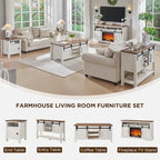 Farmhouse Console Table with Sliding Doors, 46-Inch