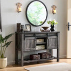 Farmhouse Console Table with Sliding Doors, 46-Inch