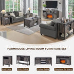 Farmhouse Console Table with Sliding Doors, 46-Inch