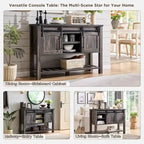 Farmhouse Console Table with Sliding Doors, 46-Inch
