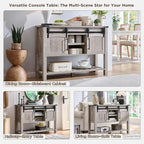 Farmhouse Console Table with Sliding Doors, 46-Inch