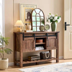 Farmhouse Console Table with Sliding Doors, 46-Inch