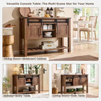 Farmhouse Console Table with Sliding Doors, 46-Inch