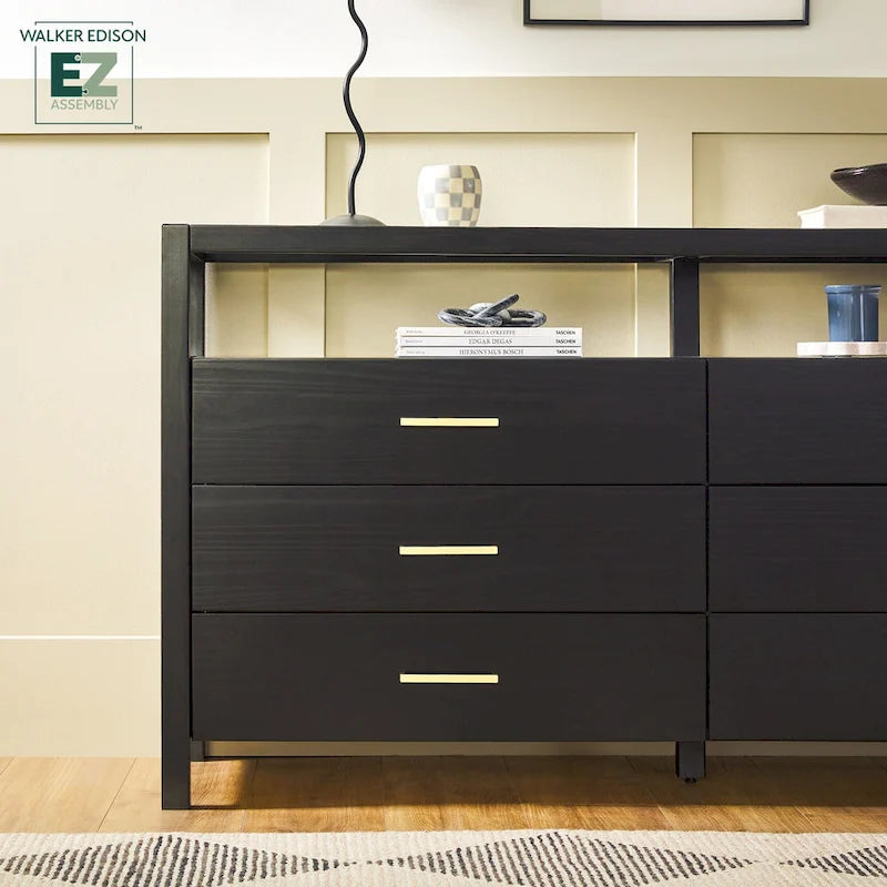 Solid Wood Dresser with Tempered Glass Top