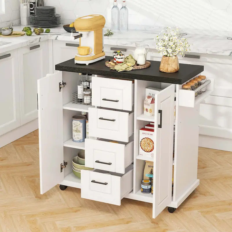 Rolling Kitchen Island Cart on Wheels Mobile Serving Utility - See Details
