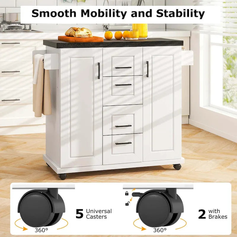 Rolling Kitchen Island Cart on Wheels Mobile Serving Utility - See Details