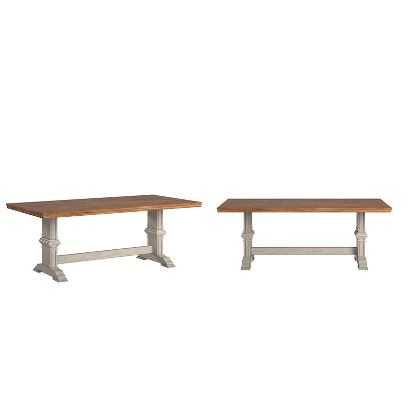 Two-Tone Rectangular Dining Table with Wood Top
