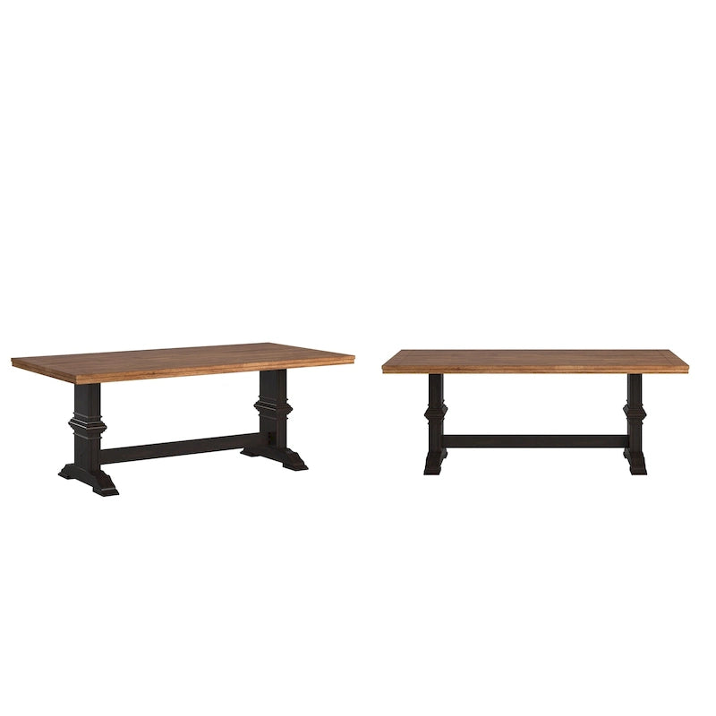 Two-Tone Rectangular Dining Table with Wood Top