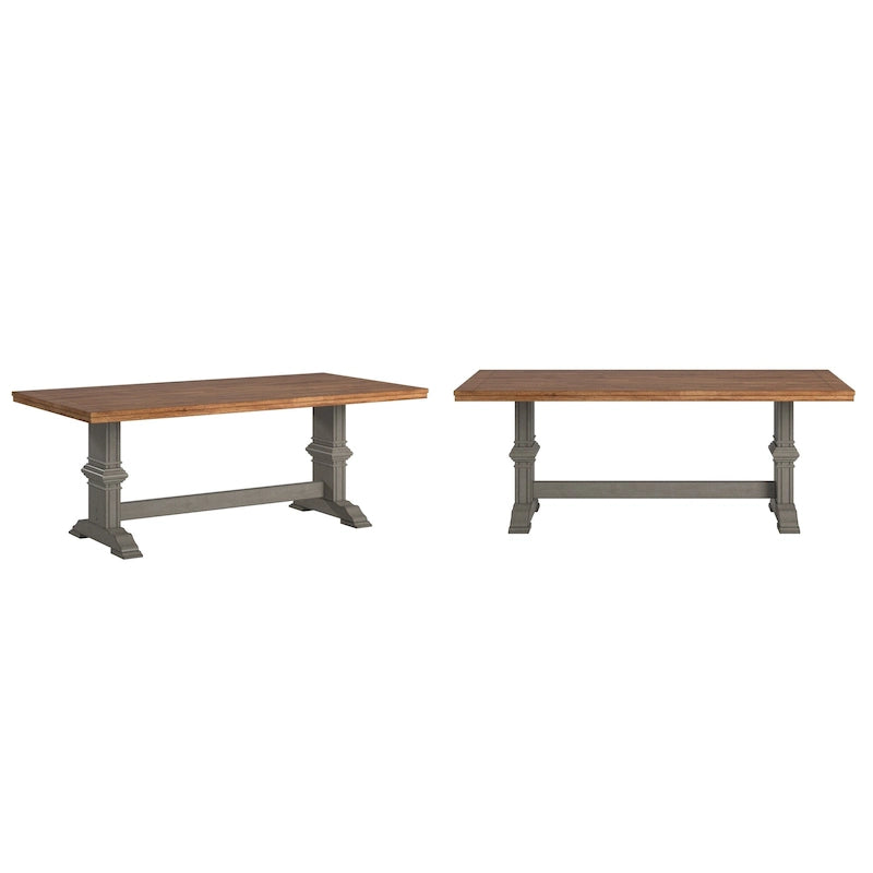 Two-Tone Rectangular Dining Table with Wood Top