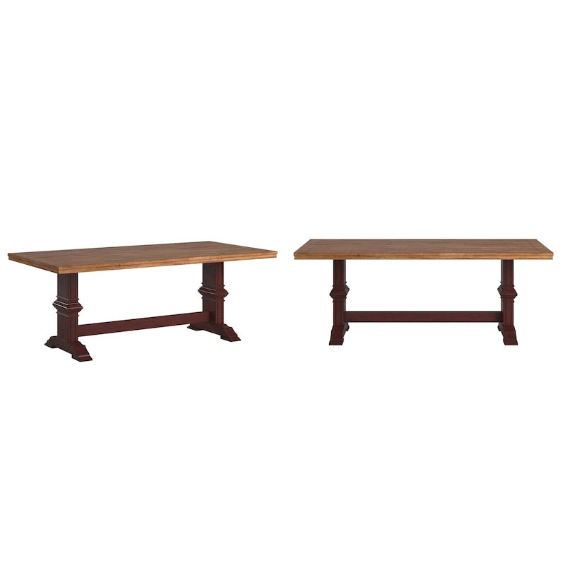 Two-Tone Rectangular Dining Table with Wood Top