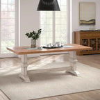 Two-Tone Rectangular Dining Table with Wood Top