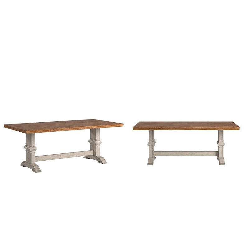 Two-Tone Rectangular Dining Table with Wood Top