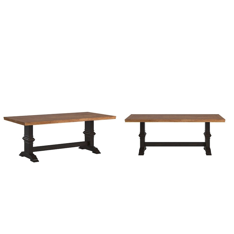 Two-Tone Rectangular Dining Table with Wood Top