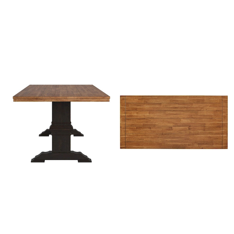 Two-Tone Rectangular Dining Table with Wood Top