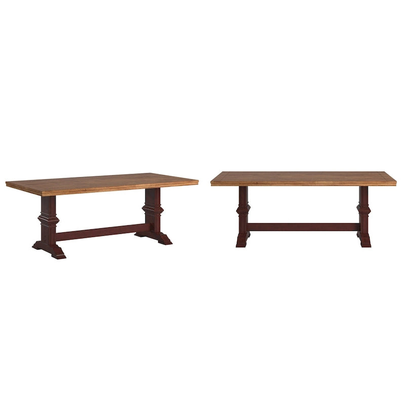 Two-Tone Rectangular Dining Table with Wood Top