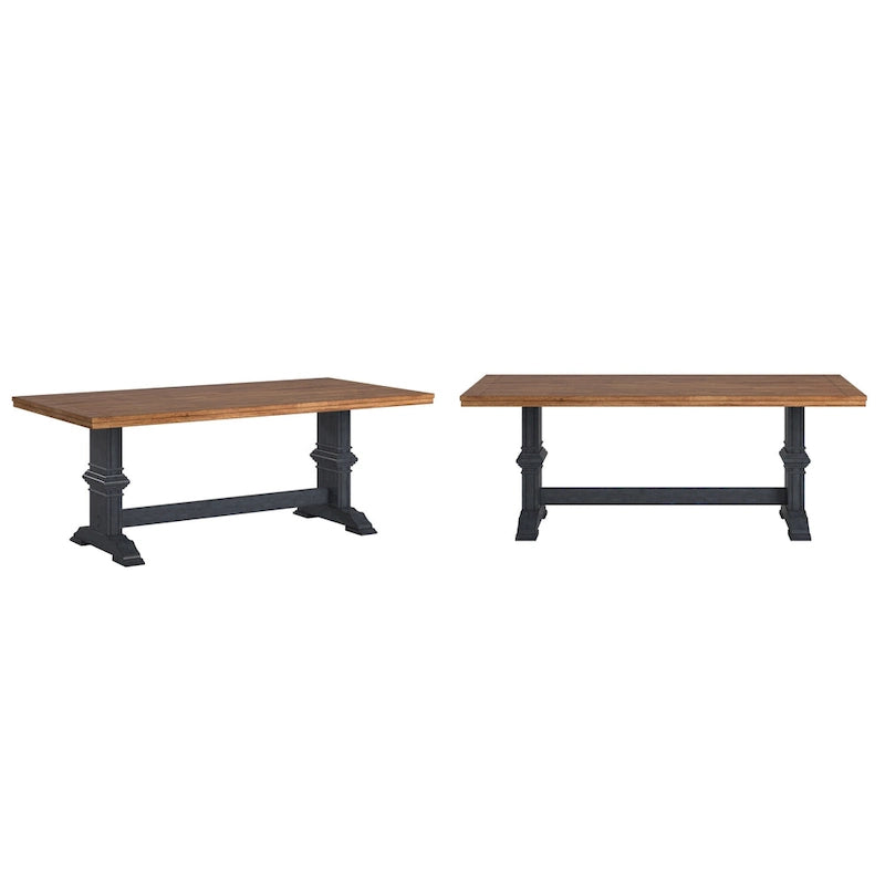 Two-Tone Rectangular Dining Table with Wood Top