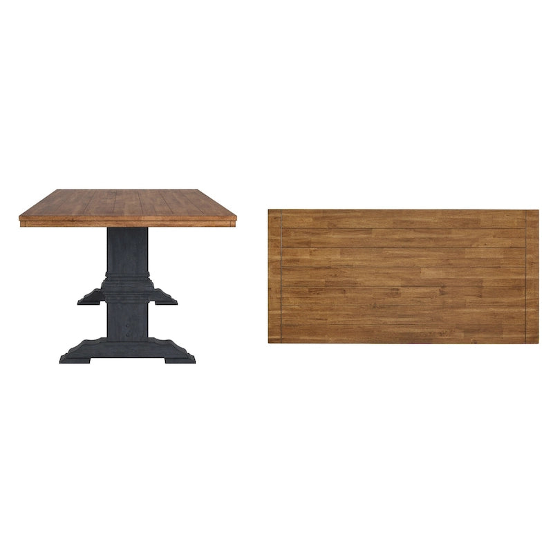 Two-Tone Rectangular Dining Table with Wood Top