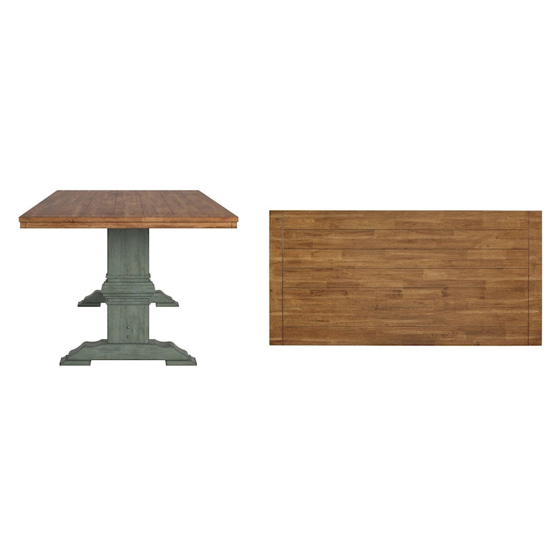 Two-Tone Rectangular Dining Table with Wood Top