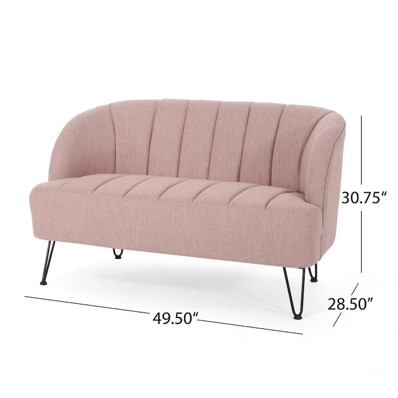 Modern Fabric Loveseat with Hairpin Legs by