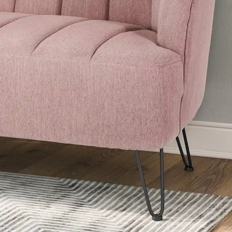 Modern Fabric Loveseat with Hairpin Legs by