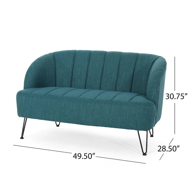 Modern Fabric Loveseat with Hairpin Legs by