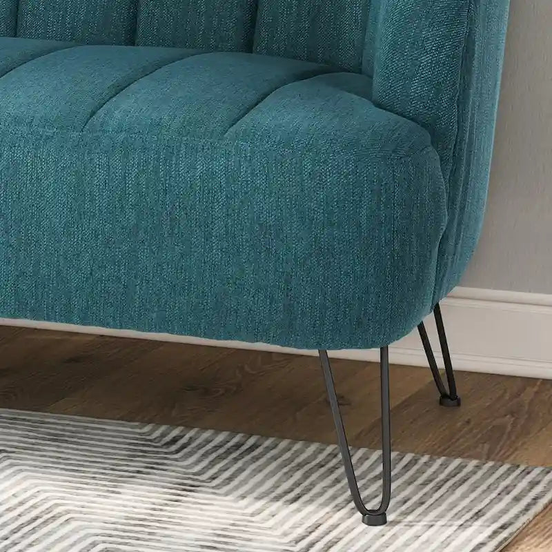 Modern Fabric Loveseat with Hairpin Legs by
