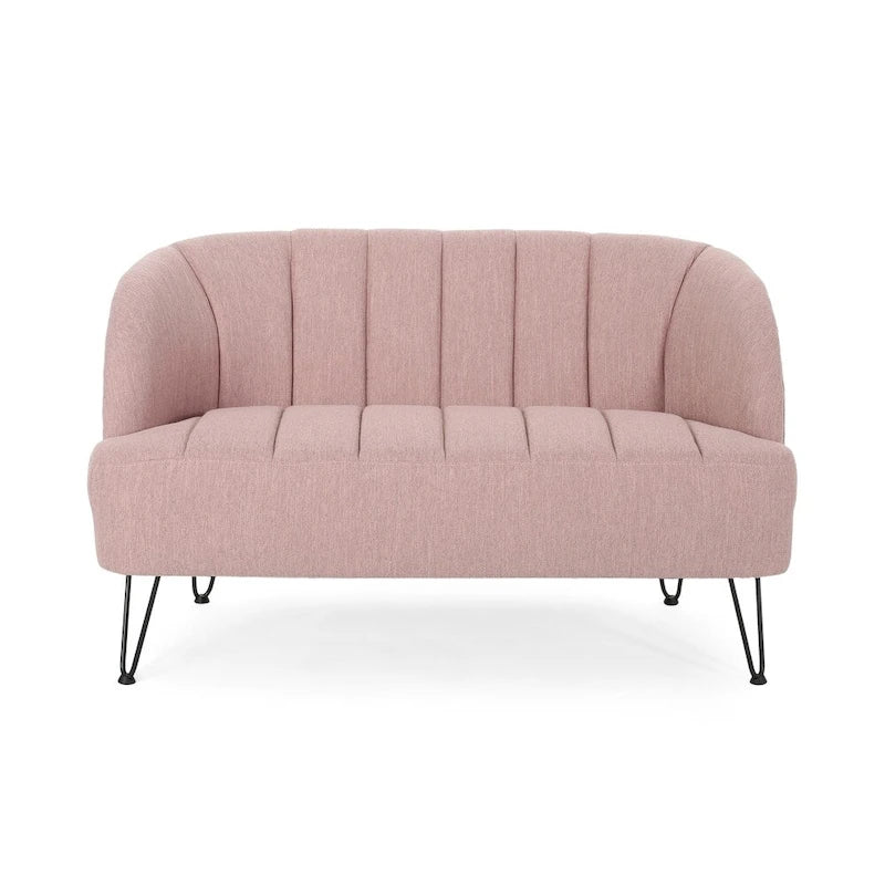 Modern Fabric Loveseat with Hairpin Legs by
