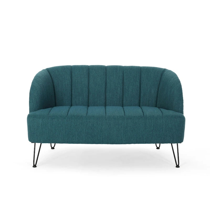 Modern Fabric Loveseat with Hairpin Legs by