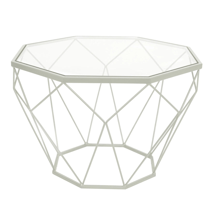 22 Modern Octagon Center Coffee Table with Tempered Glass Table top & Sturdy Metal Geometric Base for Living Room Office