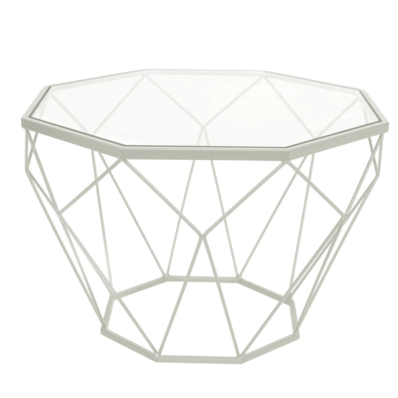 22 Modern Octagon Center Coffee Table with Tempered Glass Table top & Sturdy Metal Geometric Base for Living Room Office