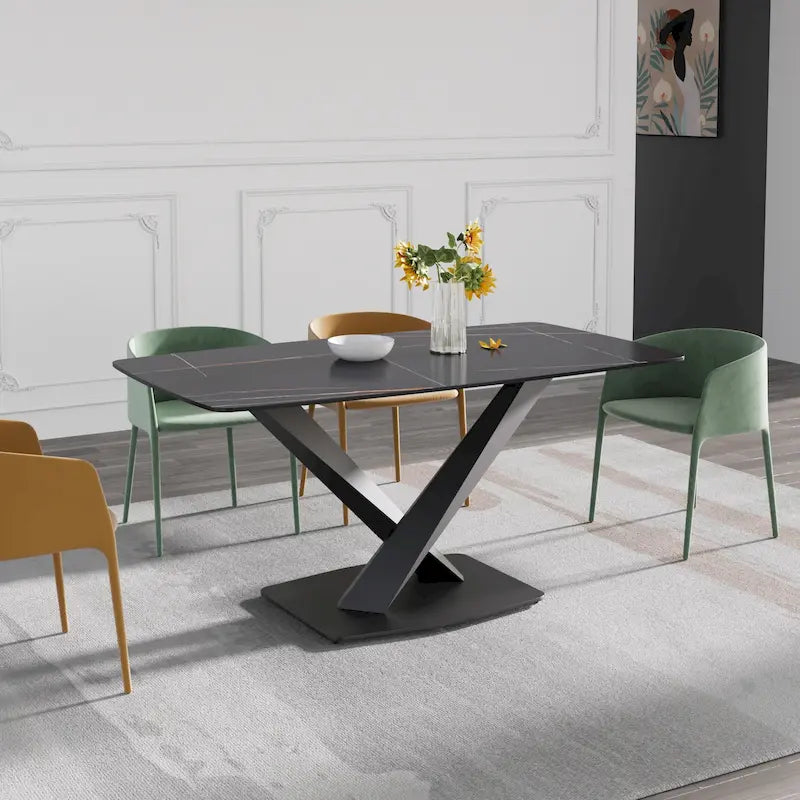 Marble-patterned dining table