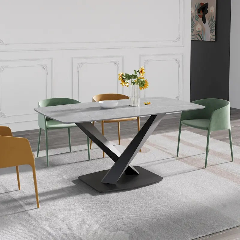 Marble-patterned dining table