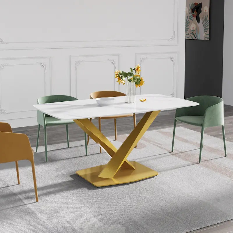 Marble-patterned dining table
