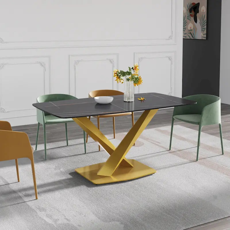Marble-patterned dining table