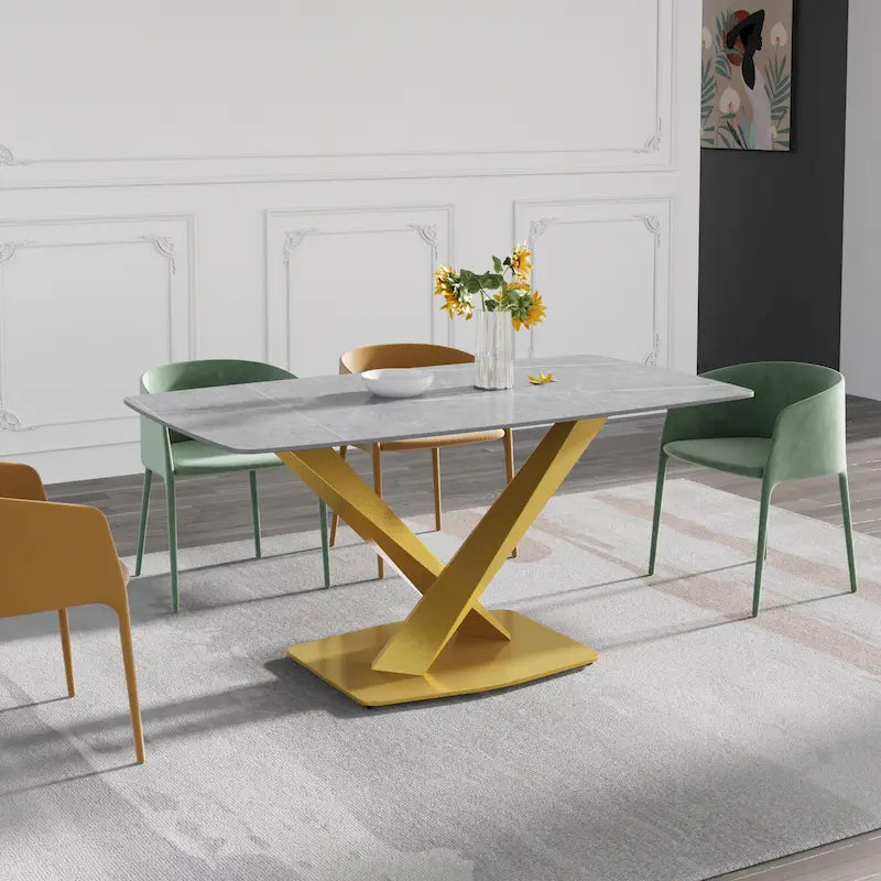 Marble-patterned dining table