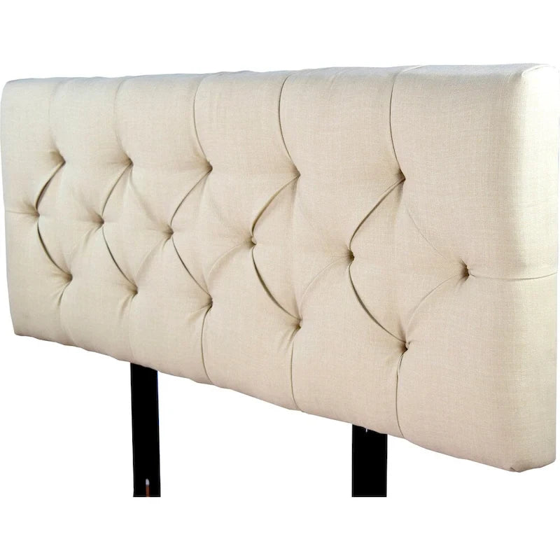 Khaki Diamond Tufted Upholstered Headboard