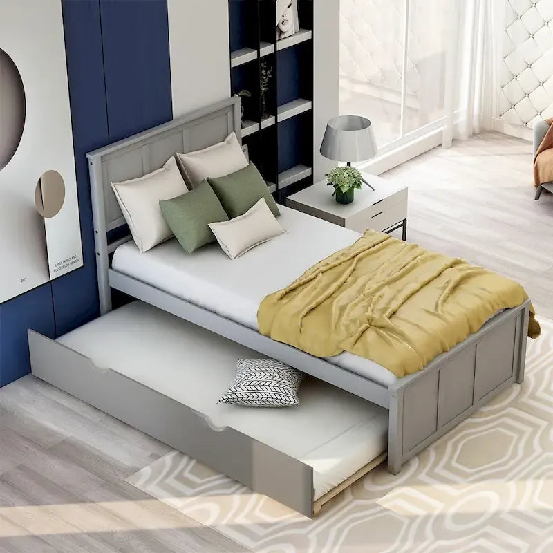 Twin Platform Bed with Pull-Out Trundle