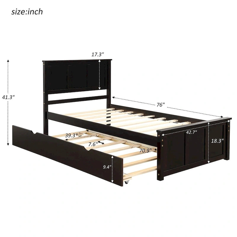 Twin Platform Bed with Pull-Out Trundle